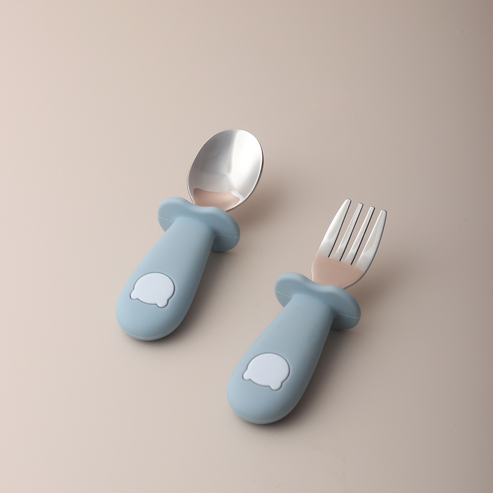 Baby Food Utensil - Cuillère et fourchette en silicone en