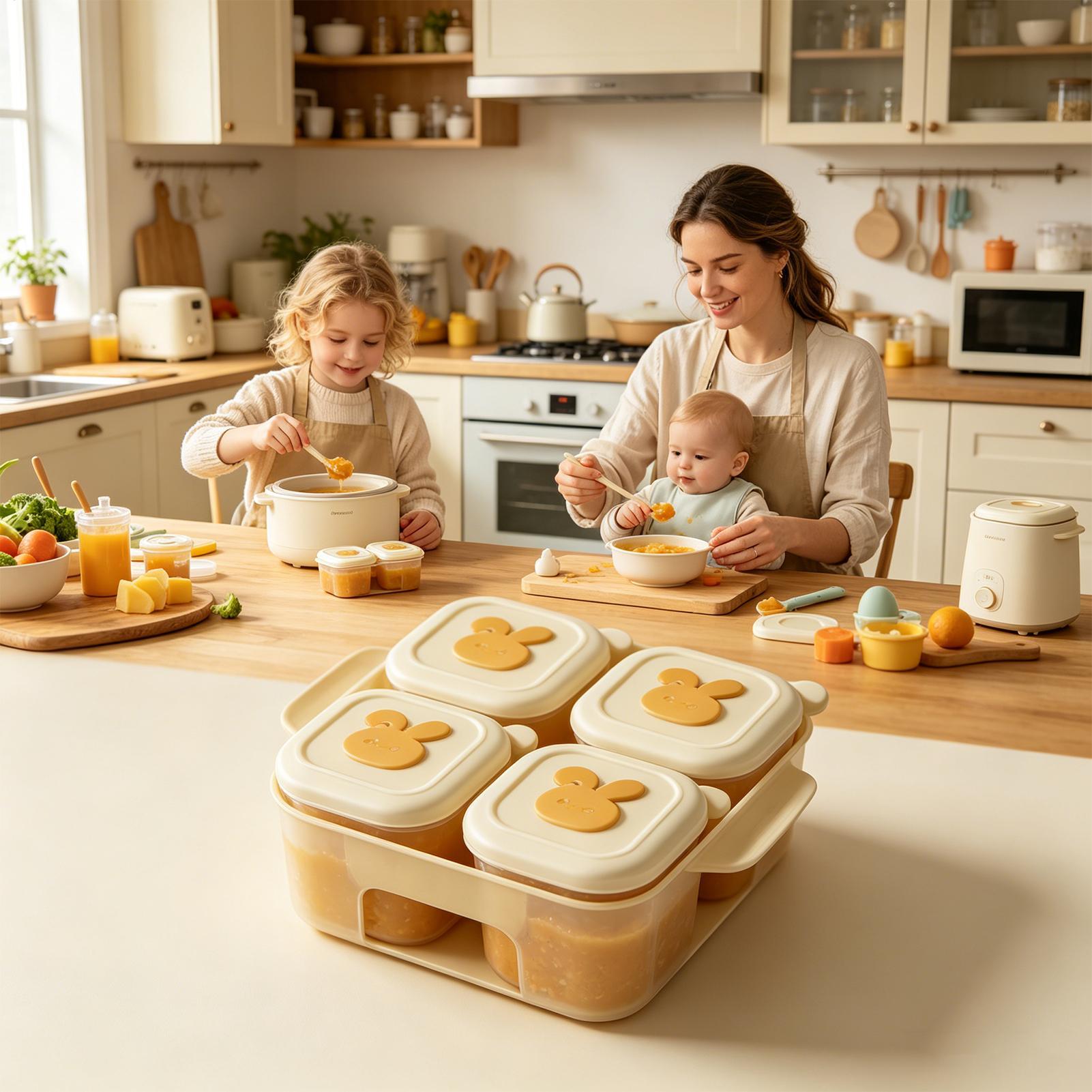 Baby Food Freezer Tray - Barquette de congélation alimentaire avec couvercle,
