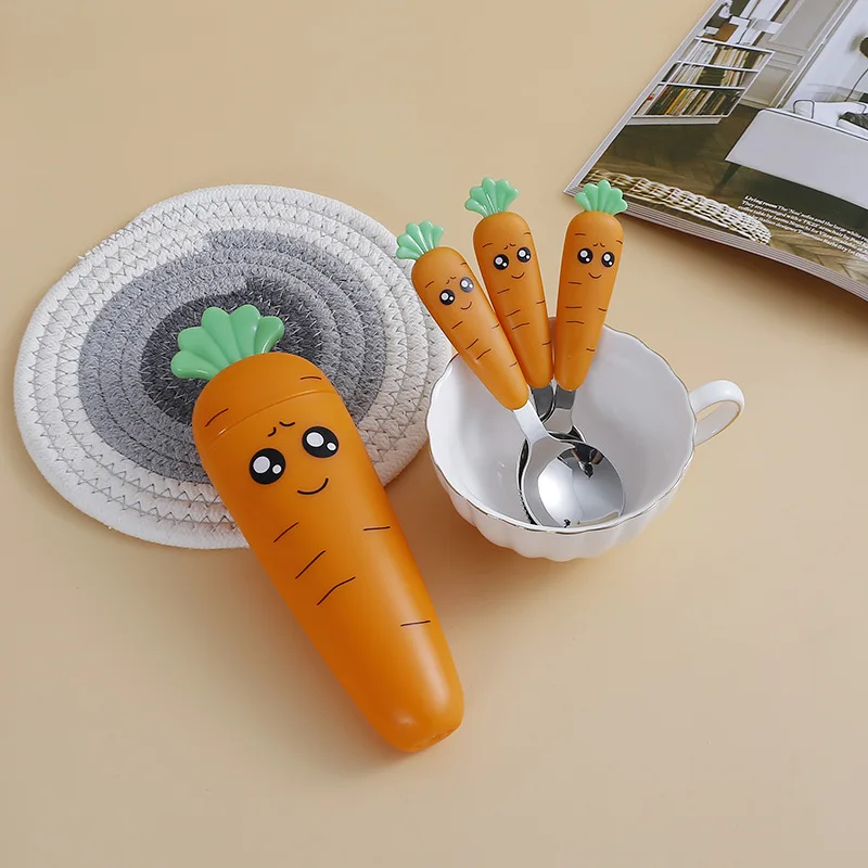 Baby Food Knife Set - Ensemble de vaisselle carottes en acier