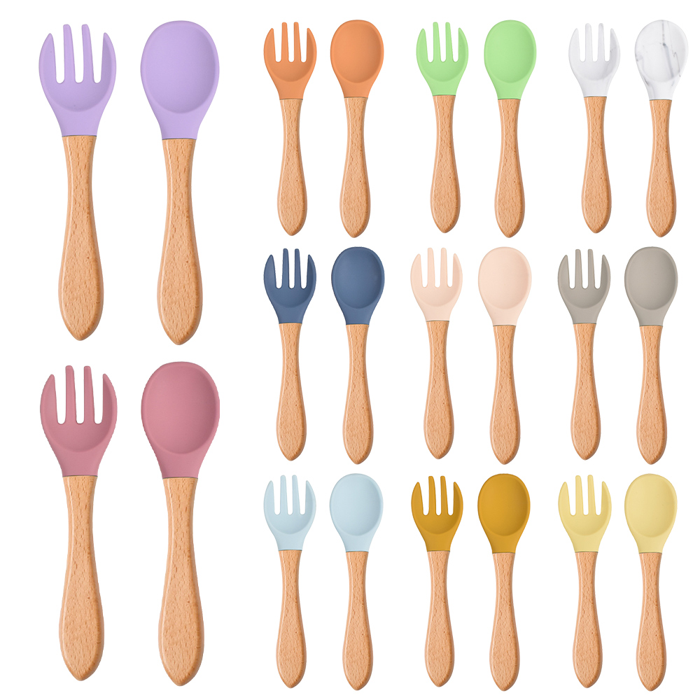 Baby Food Utensil - Cuillère fourchette en Silicone pour bébé,