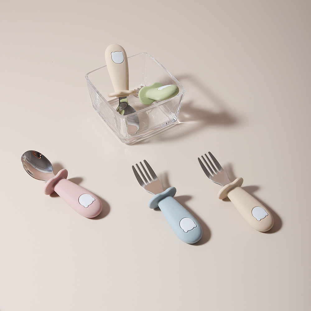 Cuillère et fourchette en sili - Baby Food Utensil avis et prix