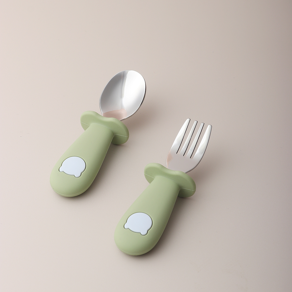 Cuillère et fourchette en sili - Baby Food Utensil avis et prix